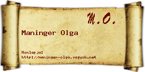 Maninger Olga névjegykártya
